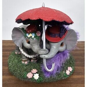 Hamilton True Friends Brighten Your Day Elephants Red Hat Umbrella Figure #0256A